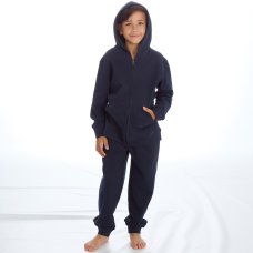 11C170: Older Kids Brushed Back Fleece Zip Hoodie- Navy (7-13 Years)